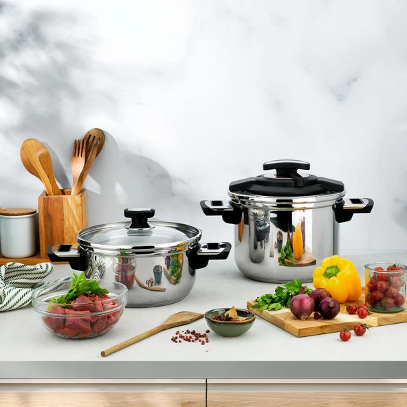 Schafer İn-Safe 2 li Düdüklü Tencere Seti 4 Parça-Siyah - 3