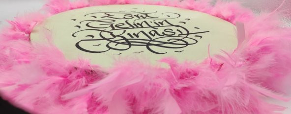 Kına Tefi Deri Tef 18 cm Açık Pembe Tüylü - 2