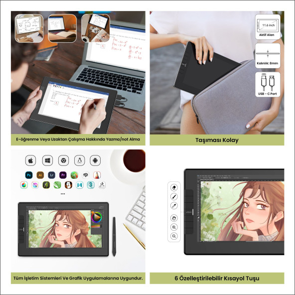 Veikk VK1200 8192 11.6" Grafik Tablet - 3