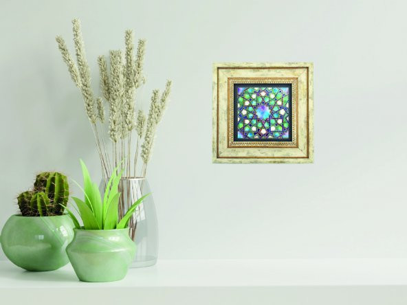 Doğaltaş Tablo Geometrik Desen Mandala Baskılı (20*20) (de-007)
