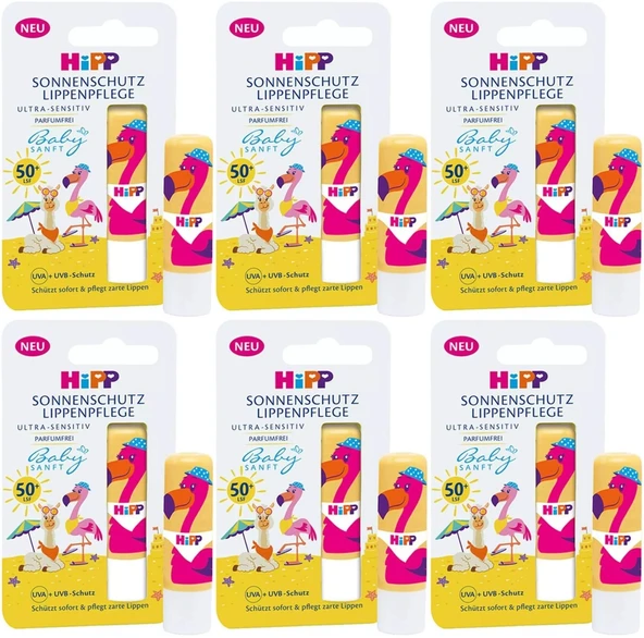 Hipp Babysanft Güneş Koruyucu Dudak Nemlendiricisi Ultra Sensıtıv 4.8GR (Sarı-Pembe) (6 Lı Set)