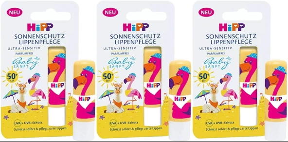 Hipp Babysanft Güneş Koruyucu Dudak Nemlendiricisi Ultra Sensıtıv 4.8GR (Sarı-Pembe) (3 Lü Set)