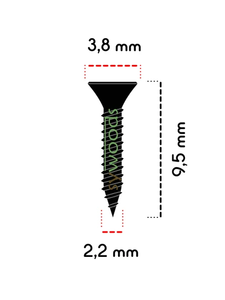 50 ADET 9,5 MM MİNİ AHŞAP MENTEŞE KİLİT HOBİ VİDASI SİYAH - Resim 2