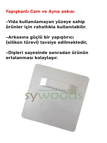 Cam ayna askısı yapıştırmalı 7x7 cm 2 adet - Resim 2