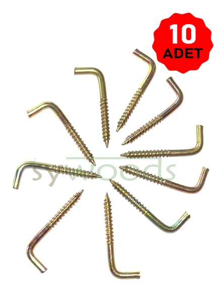 10 adet L kanca askı 4 cm vida no 4 askı şofben montaj vidası anahtarlık bijuteri