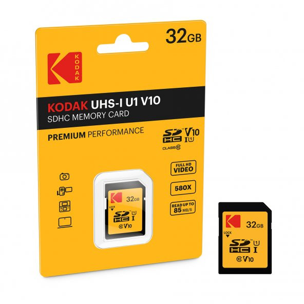 Kodak SD 32GB UHS1 U1 V10 Premium Hafıza Kartı