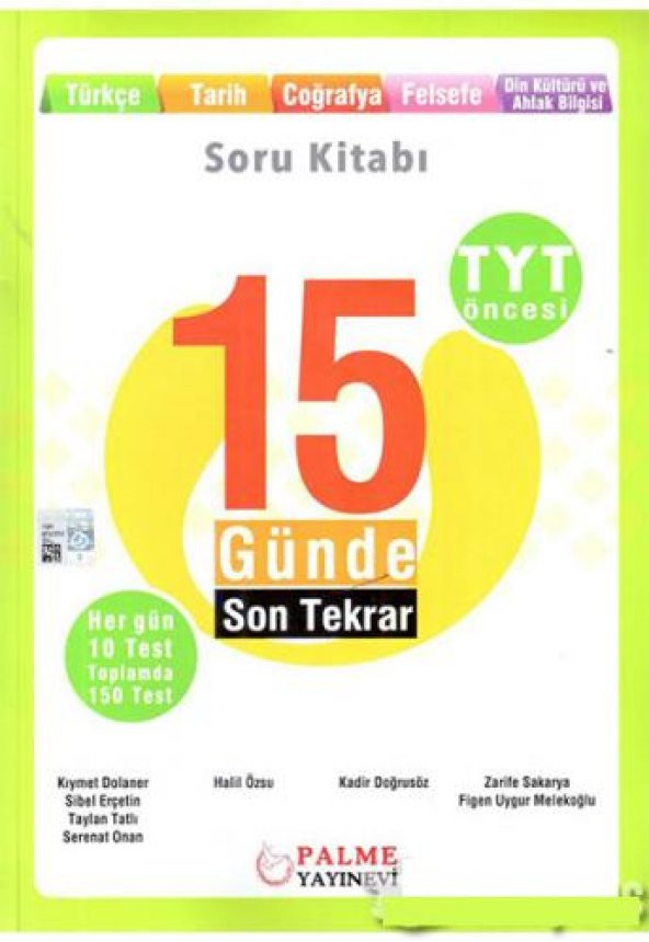Palme Yks Tyt Öncesi 15 Günde Son Tekrar Türkçe-tarih-coğrafya-din Kültürü