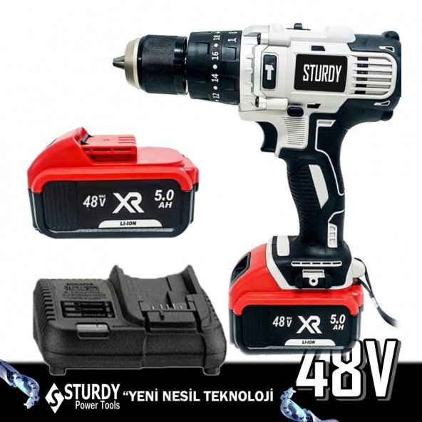Sturdy Pro XR4850XLG Li-On 48 Volt 5 Amper Şarjlı Çift Akülü Darbeli Matkap 27 Parça Usta Setli - 2