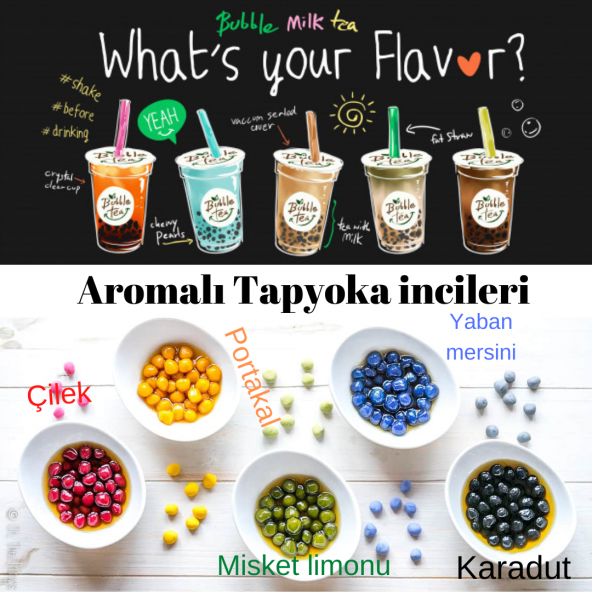Tapyoka incileri 1 Kg.-Popping boba - inci çayı-Bubble tea -tapyoka incileri-boba - 2
