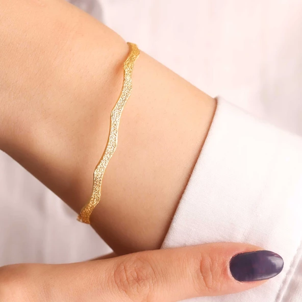 10 gr (gram) 22 Ayar İşçiliksiz Simli Birce Bilezik - Resim 2