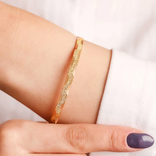 10 gr (gram) 22 Ayar İşçiliksiz Simli Z Bilezik - Resim 2