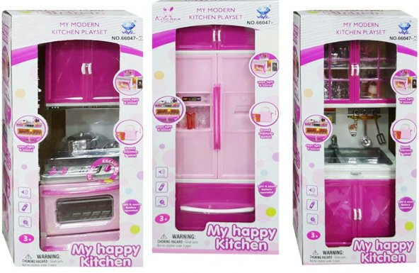 3lü Oyuncak Mutfak Seti Sesli Işıklı-My Happy Kitchen Mutfak