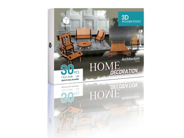 Puzzle 3D Ahşap Yapboz Home Decoration Özel Ev 30 Parça - 3
