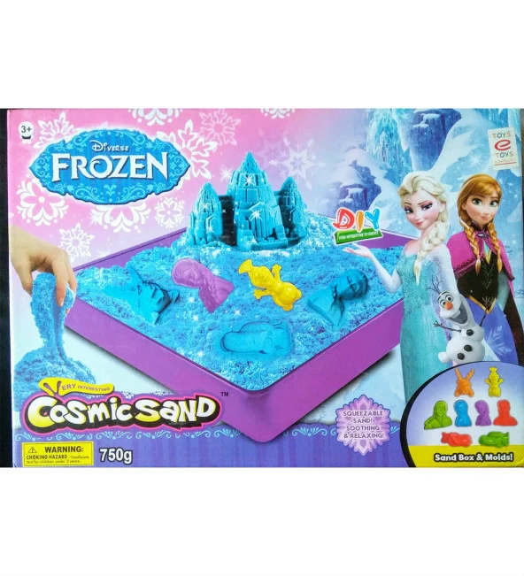 Lisanslı Frozen Cosmic Sand, Kinetik Oyun Kumu - 8 Kalıplı,750 gr