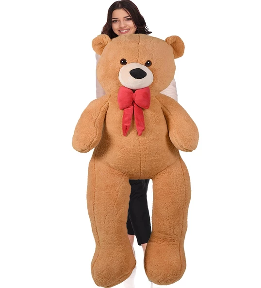 Sevgiliye HEDİYE- 160 cm İthal Kumaş Papyonlu DEV Boy Peluş Ayı - 12
