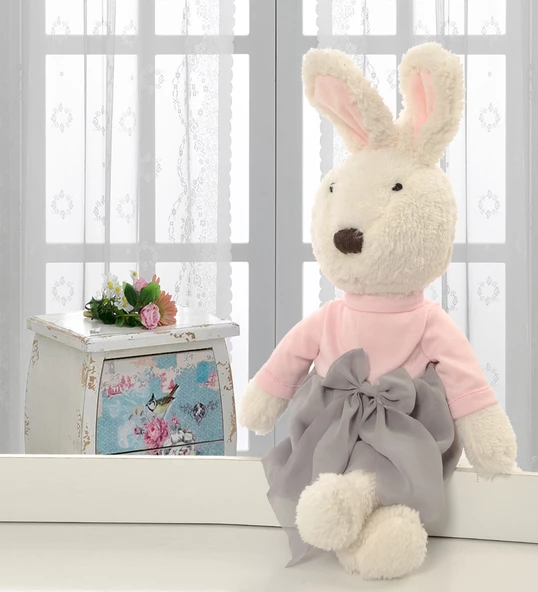 İthal 1. Kalite Peluş Sevimli Tavşan Arkadaşım 45 cm - 6