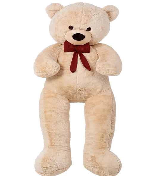 Sevgiliye HEDİYE- 160 cm İthal Kumaş Papyonlu DEV Boy Peluş Ayı - 4