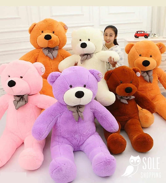 Sevgiliye HEDİYE- 160 cm İthal Kumaş Papyonlu DEV Boy Peluş Ayı - 10