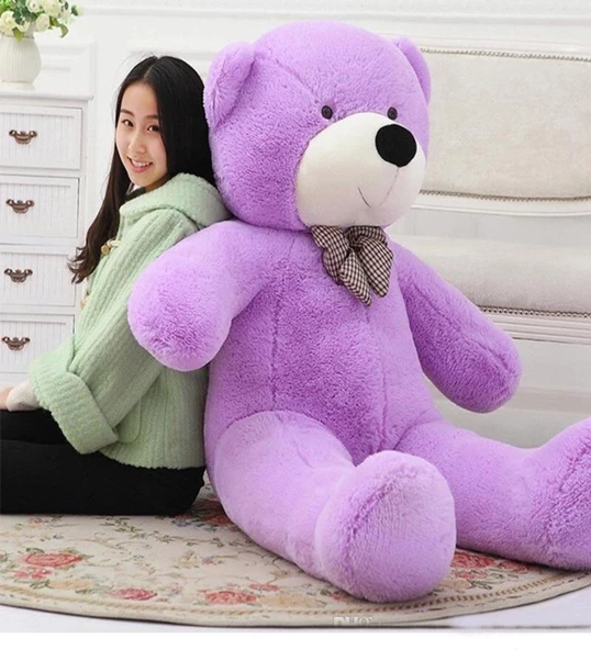 Sevgiliye HEDİYE- 160 cm İthal Kumaş Papyonlu DEV Boy Peluş Ayı - 2