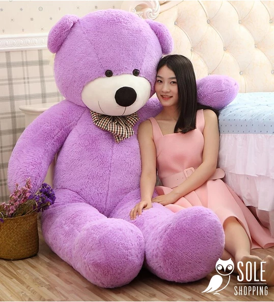 Sevgiliye HEDİYE- 160 cm İthal Kumaş Papyonlu DEV Boy Peluş Ayı - 7