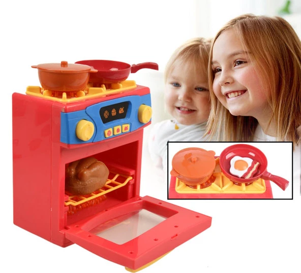 Play At HOME- Işıklı Sesli Fonksiyonlu Ocaklı Oyuncak Fırın SET - 5