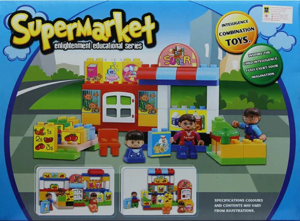 Eğitici, 54 Parça Süpermarket Blok Oyun SETİ - Eğitici Oyuncak - 2