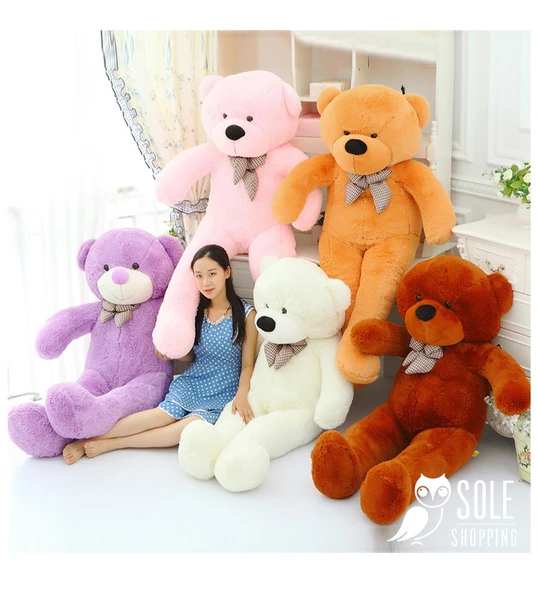 130 cm Papyonlu Sevimli Peluş Ayı - Sevgiliye Özel Hediye