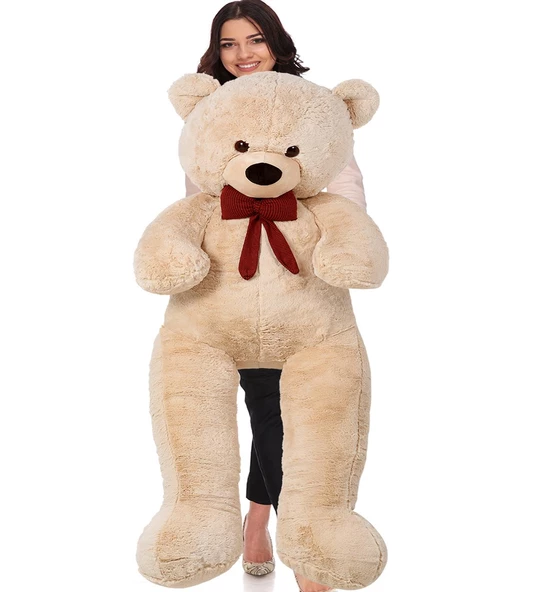 Sevgiliye HEDİYE- 160 cm İthal Kumaş Papyonlu DEV Boy Peluş Ayı - 3