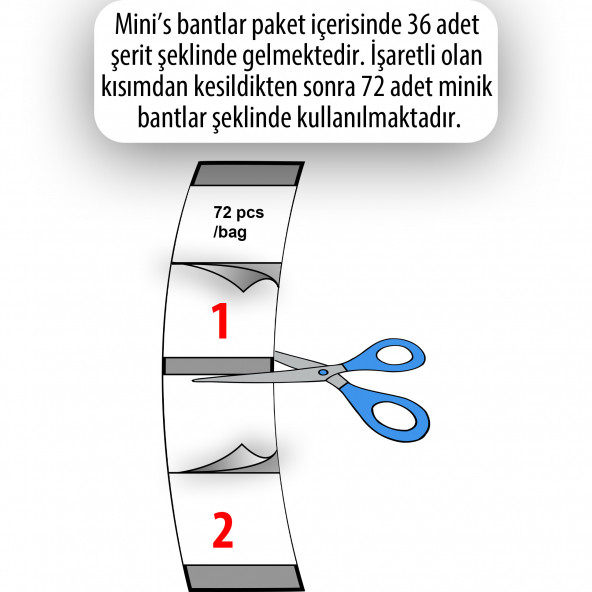 Walker Tape No-Shine Mini's Protez Saç Bandı Oval (Parlama Yapmaz) 3/4'' x 3'' (2,5cm x 7.5cm) 72 Adet - 5