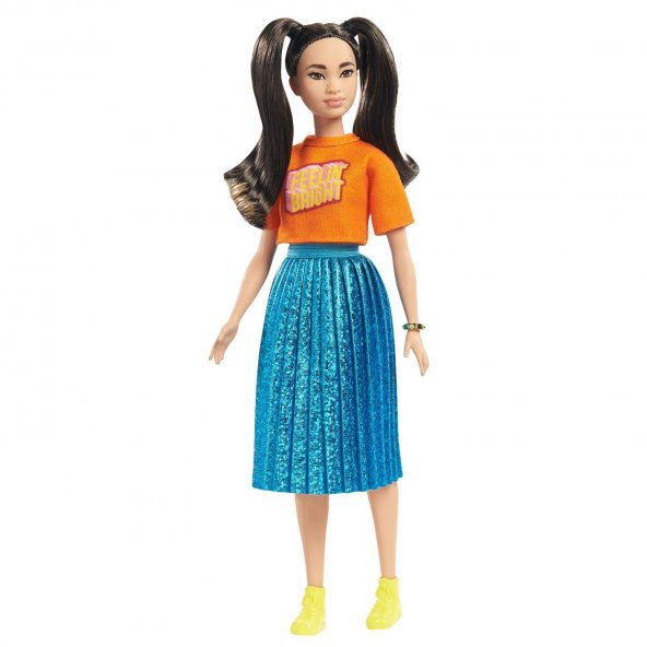 Barbie Bebek Koleksiyon Bebekleri Çekik Gözlü Turuncu Tişörtlü