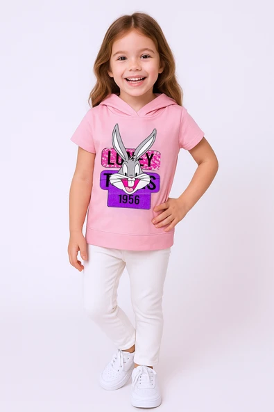 KIZ ÇOCUK TSHİRT TAVŞAN BASKILI A3 ürün görseli