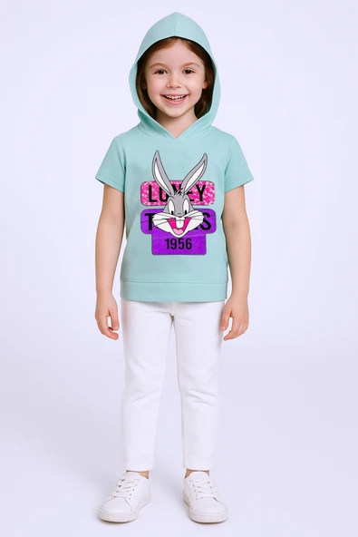 KIZ ÇOCUK TSHİRT TAVŞAN BASKILI A3 - Resim 7