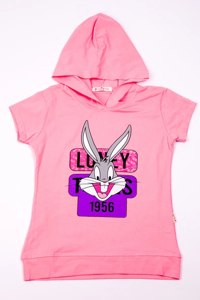 KIZ ÇOCUK TSHİRT TAVŞAN BASKILI A3 - Resim 2