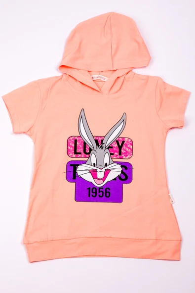 KIZ ÇOCUK TSHİRT TAVŞAN BASKILI A3 - Resim 5