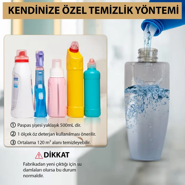 HyMark Sprey Mop Su Deterjan Hazneli 360 Derece Dönen Mikrofiber Bez Temizlik Seti - 9