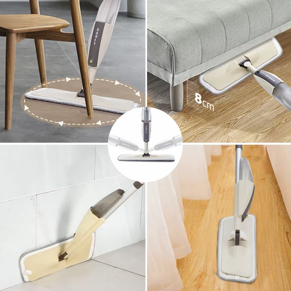 HyMark Sprey Mop Su Deterjan Hazneli 360 Derece Dönen Mikrofiber Bez Temizlik Seti - 4