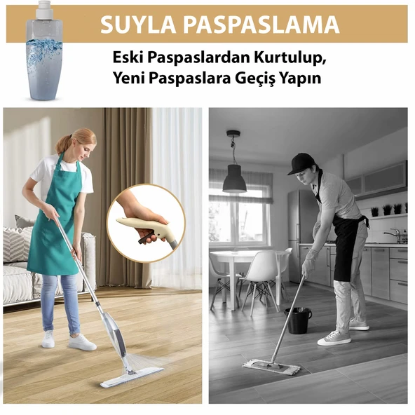 HyMark Sprey Mop Su Deterjan Hazneli 360 Derece Dönen Mikrofiber Bez Temizlik Seti - 6