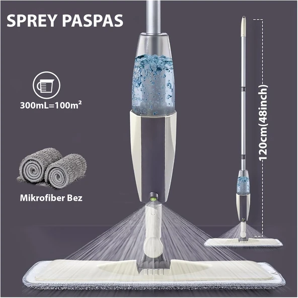 HyMark Sprey Mop Su Deterjan Hazneli 360 Derece Dönen Mikrofiber Bez Temizlik Seti ürün görseli