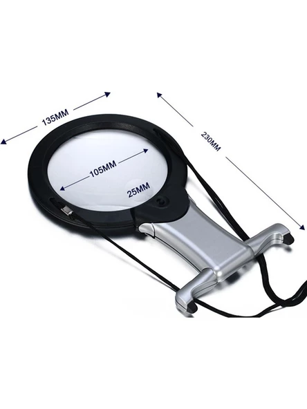Boyun Askılıklı Büyüteç Ledli Dikiş Iğne Kitap Okuma Büyüteci Faksiyonlu Büyüteç Cam Büyüklügü 10 cm - 5