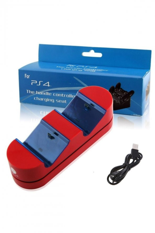 Ps4 Dualshock 4 Şarj Istasyonu Şarj Standı Çift Kol Kırmızı