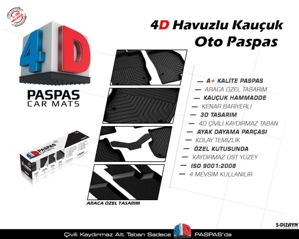 Toyota Corolla 4D Havuzlu Paspas 2019-2023 - 6