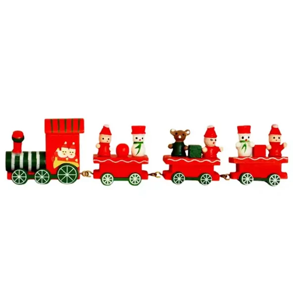 Yılbaşı Dekor Ahşap Süslü Tren - 2