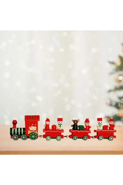 Yılbaşı Dekor Ahşap Süslü Tren - 4