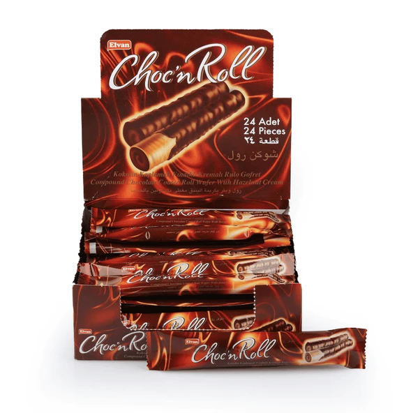 Choc N Roll Kakao Kaplamalı Fındık Kremalı Roll Gofret 16 Gr. 24 Adet (1 Kutu)