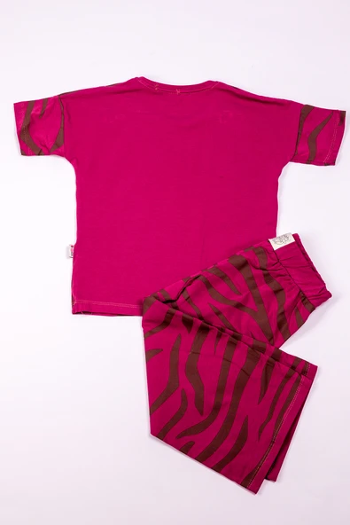 KIZ ÇOCUK KAPRİLİ TAKIM ZEBRA BASKILI A83 - Resim 4