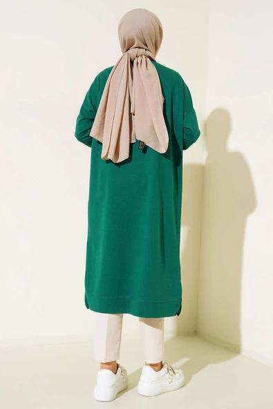 Armalı Uzun Basic Tunik Zümrüt - Resim 3