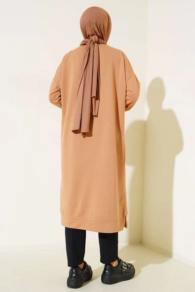 Armalı Uzun Basic Tunik Latte - Resim 3