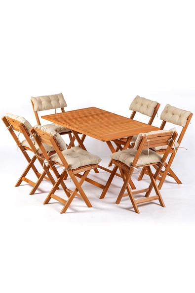 6+1 Minderli Balkon Bahçe Mutfak Bistro Set Katlanır Masa-sandalye