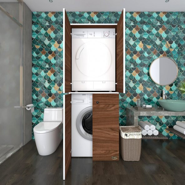 Kenzlife çamaşır-kurutma makinesi dolabı kapaklı jelena cvz 180*70*60 banyo çift katlı arkalıksız