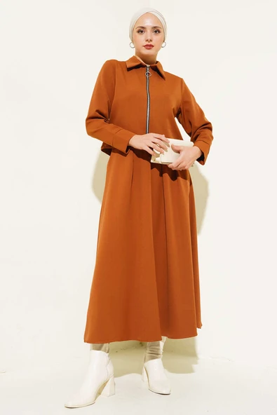 Fermuarlı Kloş Etekli İkili Takım Taba ürün görseli 1